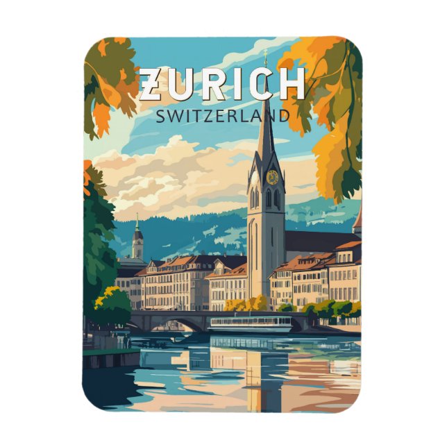 Íman Zurich Suiça Art Vintage (Vertical)