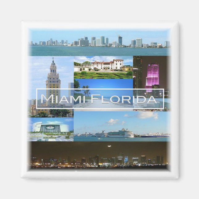 Íman zUS040 MIAMI, FLORIDA, Mosaico, América, Fridge (Frente)