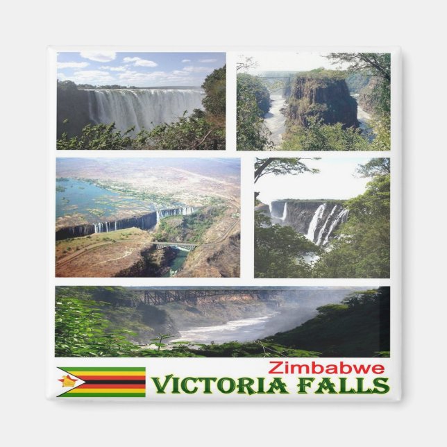 Íman zZW008 VICTORIA FALLS, Mosaico, Zimbábue, Fridge (Frente)