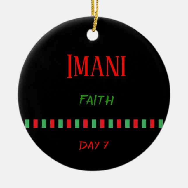 Imani - ornamento do dia 7% pipe% de Kwanzaa (Frente)