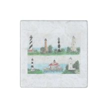 OBX MAGNET WITH 7 LIGHTHOUSES ON MARBLE BASE