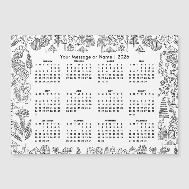 Ímãs Personalizados de Árvores da Floresta Calendá (Frente)