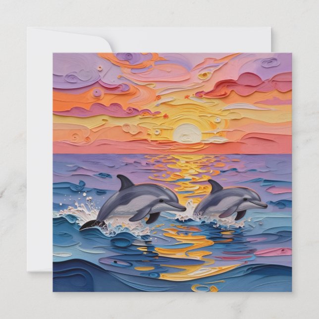 Impasto Dolphins and Ocean Waves   (Frente)