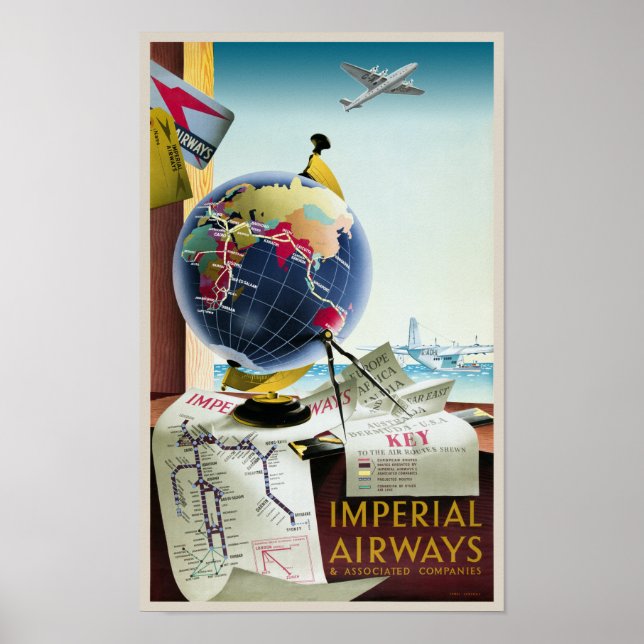 Imperial Airways UK Poster vintage 1938 (Frente)