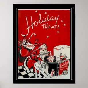 Impressão 11x14 da cozinha do natal vintage