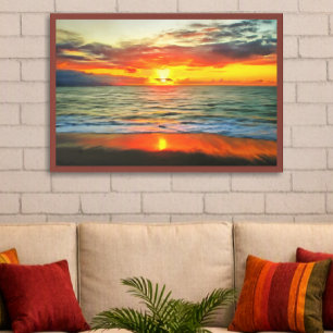 Impressão 1738 da arte do por do sol da baía das