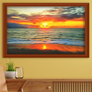 Impressão 1738 da arte do por do sol da baía das