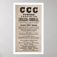 Impressão 1870 da Cólera Medicina Broadside