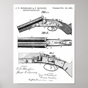 Impressão 1883 do desenho da arte da patente da