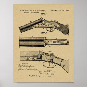 Impressão 1883 do desenho da arte da patente da