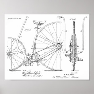 Impressão 1887 da arte da patente de design da