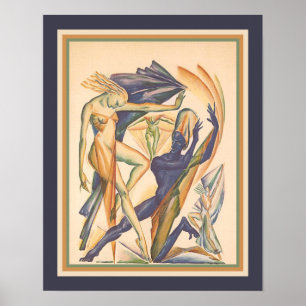 Impressão 1929 da dança moderna do art deco