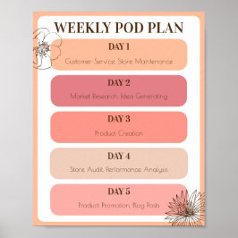 Impressão a pedido Poster semanal para pequenas em