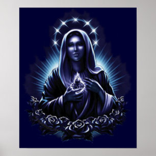 Impressão abençoado roxo da Virgem Maria