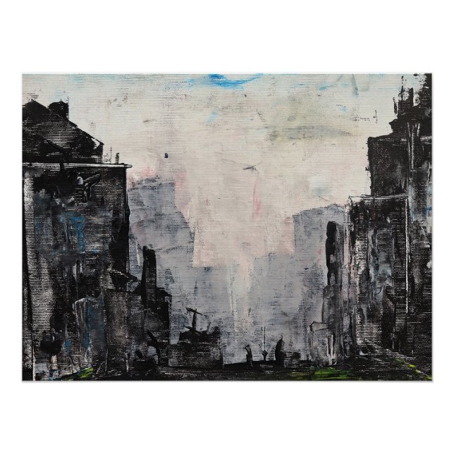 Impressão Abstrata Cidade Cinza, Cartaz de Valor e (Frente)