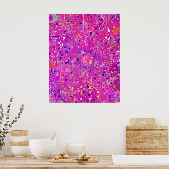 Impressão Abstrata do Jubileu Magenta (Cozinha)