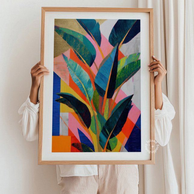 Impressão Abstrata Tropical, Arte Moderna de Pared (Tropical Abstract Print – Modern Coastal Wall Art, Colorful Beach-Inspired Decor, Contemporary Art P)
