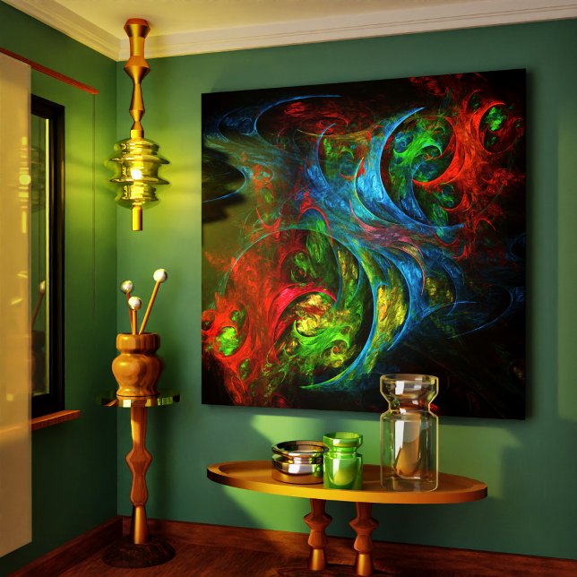 Impressão Abstrato de arte azul Gênesis (Genesis Blue Abstract Art Wrapped Canvas Print)