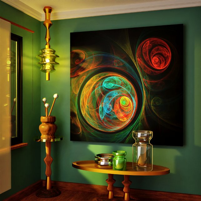 Impressão Abstrato de Canvas de Arte Azul de Renas (Rebirth Blue Abstract Art Wrapped Canvas Print)