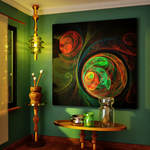 Impressão Abstrato de Canvas de Arte Verde de Ren