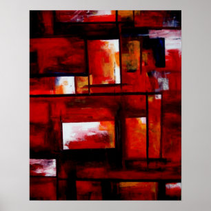 Impressão abstrato oriental moderno vermelho do