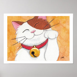 Impressão afortunado da arte do gato de chita de