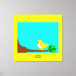 Impressão amarelo das canvas do pássaro do bom dia