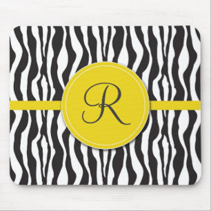 Impressão amarelo feminino Mousepad da zebra do