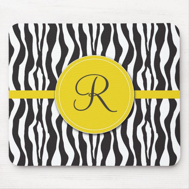 Impressão amarelo feminino Mousepad da zebra do (Frente)