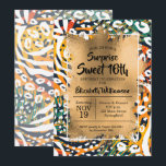 Impressão Animal Doces 16º Convites de Aniversário<br><div class="desc">Um padrão de impressão em animais selvagens colorido e chique sobreposto com folha de alumínio dourada e seus detalhes de festa de aniversário em letra chic é excelente para QUALQUER aniversário da IDADE. COORDENANDO itens disponíveis em nossa loja.</div>