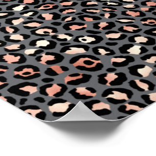 Impressão Animal Manchas de Leopardo Preto Rosa An