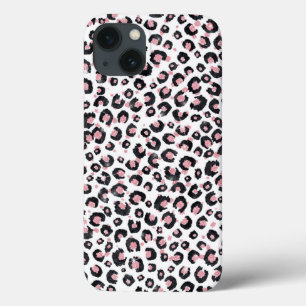 Impressão animal negro-leopardo-negro e Rosa elega