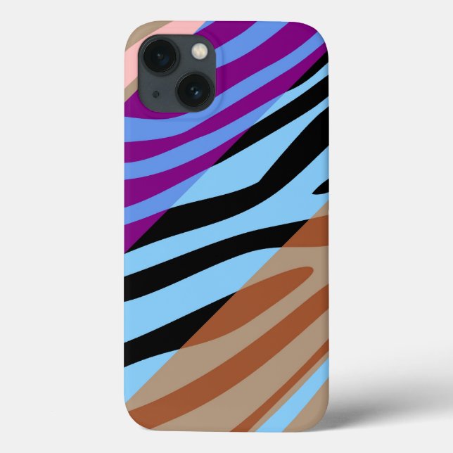 Impressão Animal Pele Zebra Retro Colorida 7 (Verso)