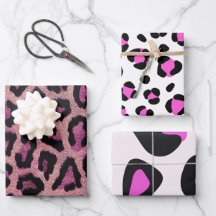 Impressão Animal Preto-Leopardo Cor-de-Rosa