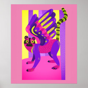 Impressão animal tribal rosa e amarela