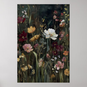 Impressão Antiga de Flores Silvestres, Arte Flores
