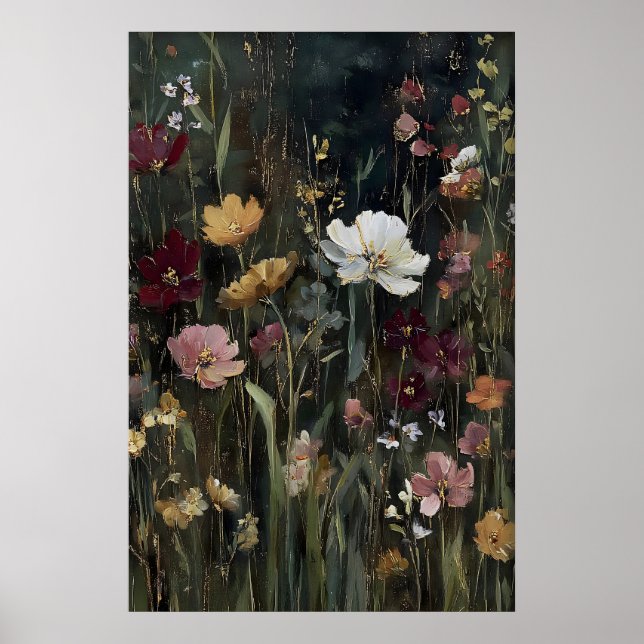 Impressão Antiga de Flores Silvestres, Arte Flores (Frente)