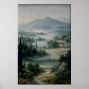 Impressão Antiga de Paisagem, Campo de Montanhas V