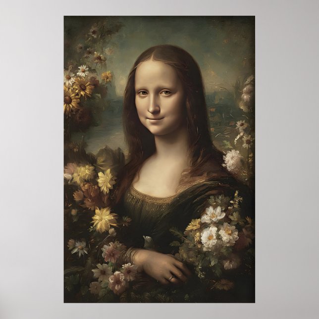 Impressão Antiga do Retrato de Mona Lisa, Decoraçã (Frente)