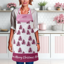 Impressão Apron de Árvore de Natal Rosa Girly All 