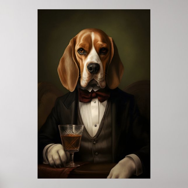 Impressão Aristocrática de Beagle, Cão da Renascen (Frente)
