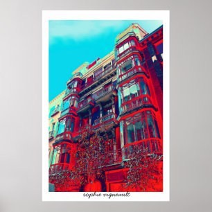 impressão arquitectónico psicadélico do poster 