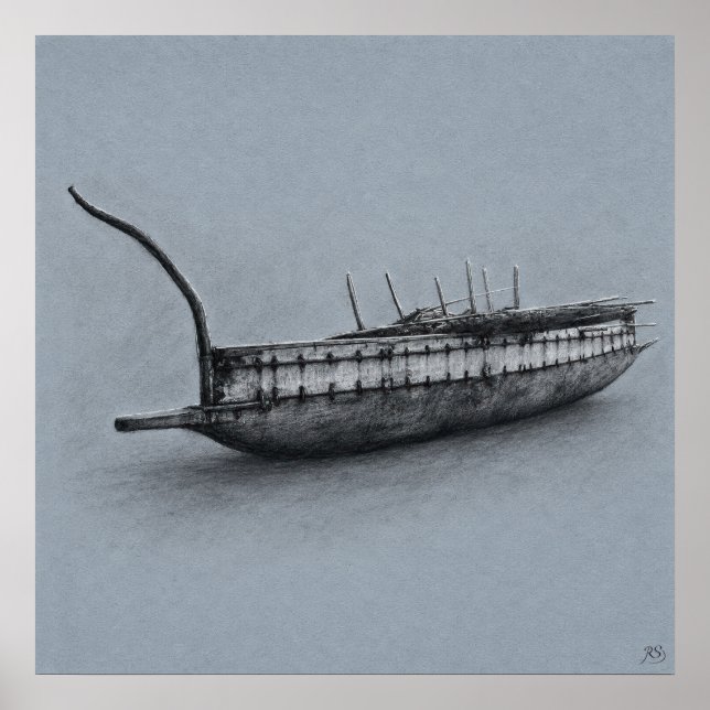 Impressão Arquivística do Desenho da Canoa de Mada (Frente)