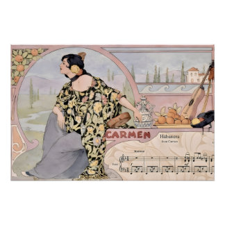 Impressão Art Nouveau Carmen Habanera – Ópera Vint