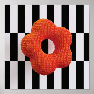 Impressão artística 3D de flor em tricô retrô lara