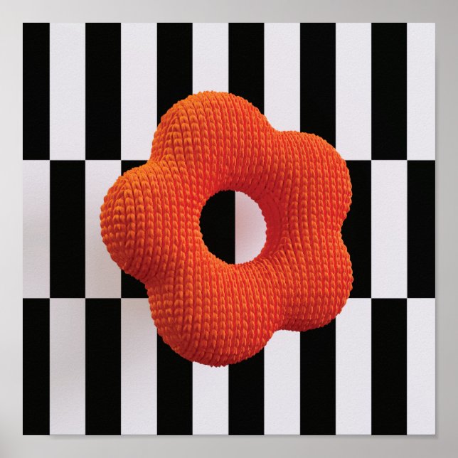 Impressão artística 3D de flor em tricô retrô lara (Frente)