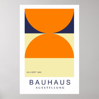 Impressão Artística Bauhaus Laranja Azul-Marinho M