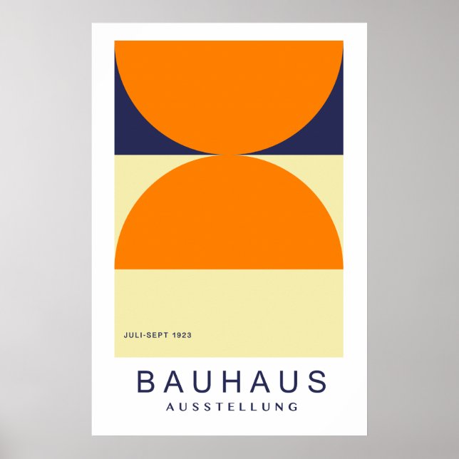 Impressão Artística Bauhaus Laranja Azul-Marinho M (Frente)