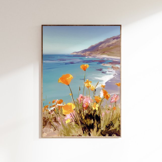 Impressão artística da flor do estado da Califórni (california poppy, state flower art, poppy wall art, botanical print, california decor, wildflower ar)