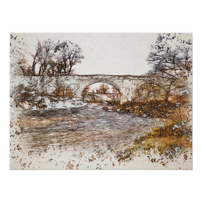 Impressão artística da Ponte do Diabo Kirkby Lonsd (Frente)